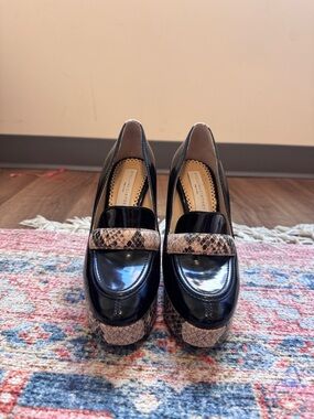 Stella McCartney Black and Snake Print heels